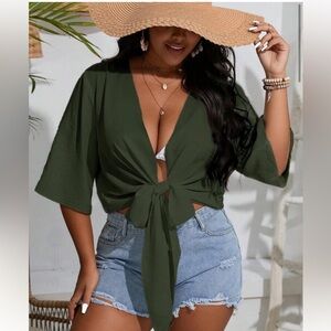 Solid Tie Front Kimono